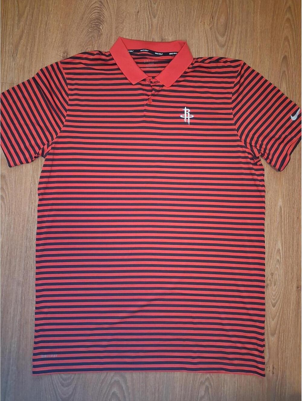 Nike Golf Dri Fit Polo Shirt XL Tall Orange Striped Rockets
